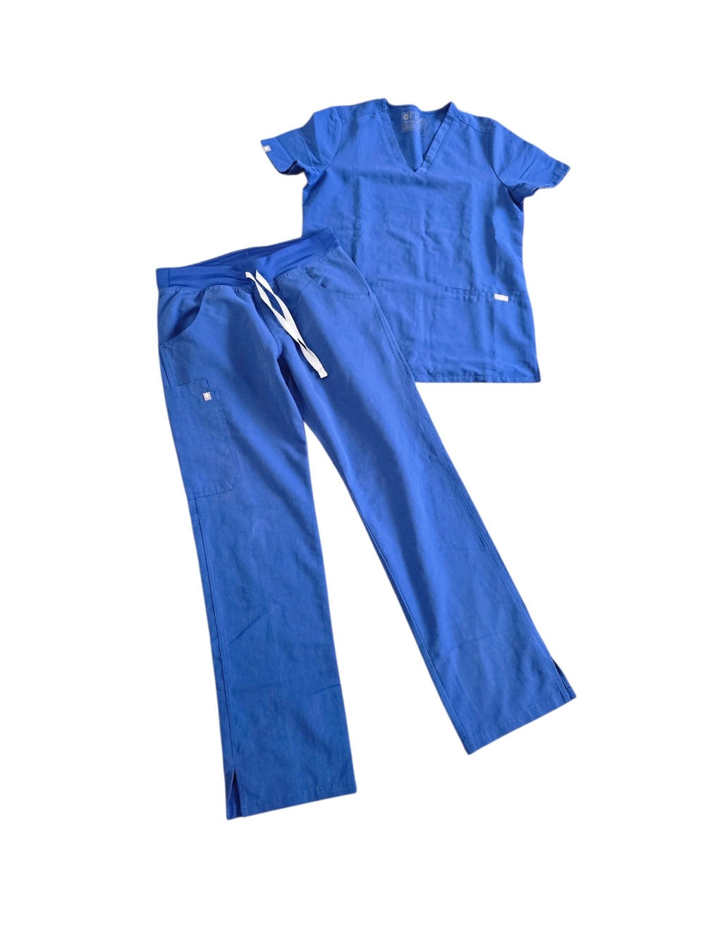 Figs Royal Blue Medical Scrub Set - Top & Drawstring Pants Size S